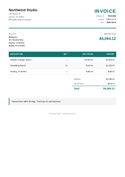 The invoice PDF this request returns