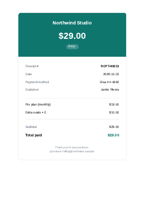 Receipt template preview